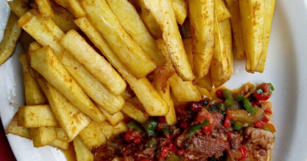 Naija Fried Yam with Sauce